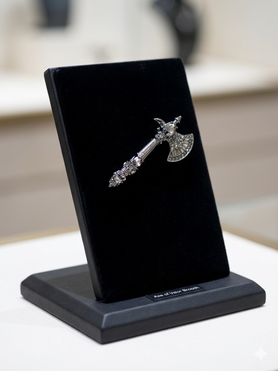 Jewelry - 🌸 Silver Decorative Axe Brooch with Rhinestones 🌸